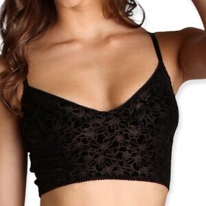 Intimately Free People Bralette Top Women’s M Black Velvet Burnout